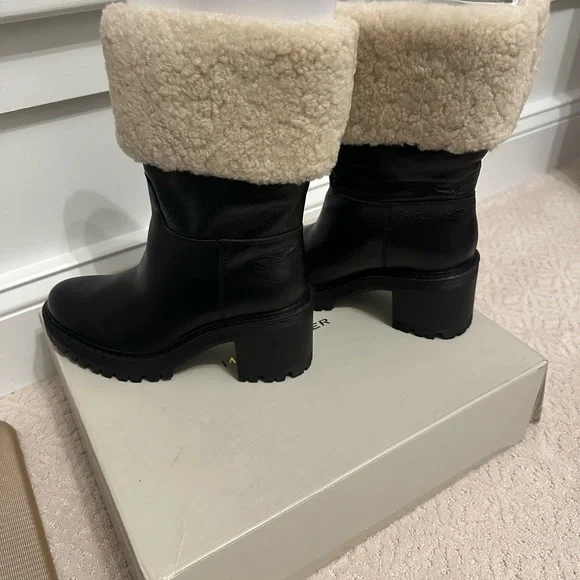 Marc Fisher Black and Cream Winter Rain Boots - Picture 6 of 9